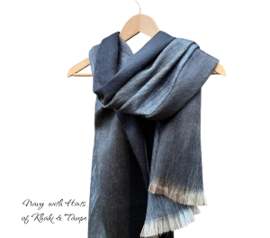 Alpaca Fiber Hypoallergenic Blue Shawl.