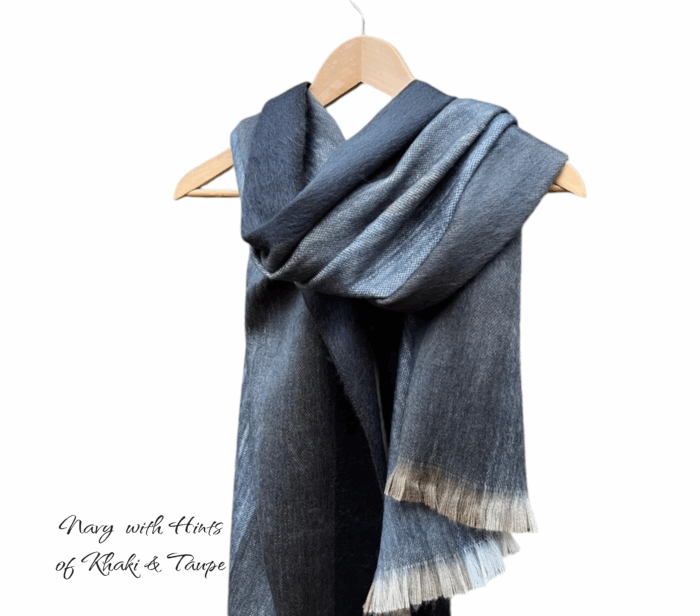 Alpaca Fiber Hypoallergenic Blue Shawl.