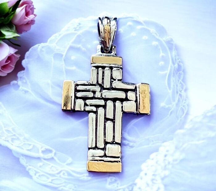 Sterling Silver and Gold Cross Pendant