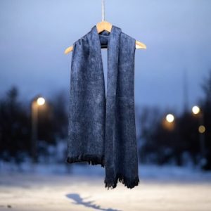 Hypo-allergenic alpaca wrap | alpaca shawl denim color
