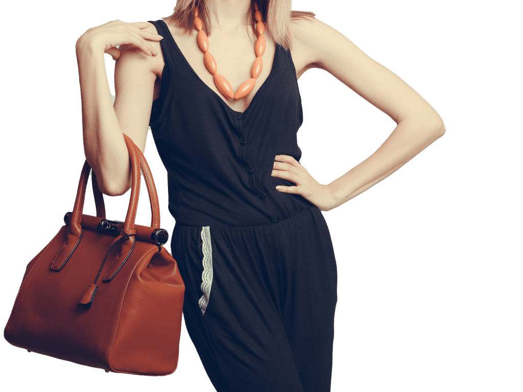 Woman with Argentine leather tote.