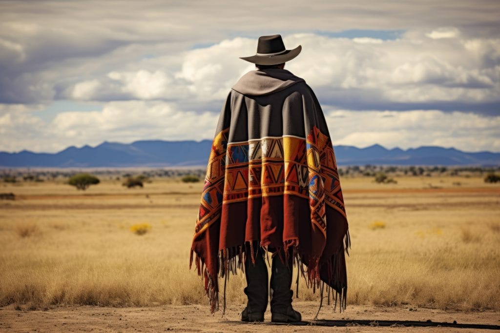 Argentine gaucho in typical clothing and wide brim straw hat.