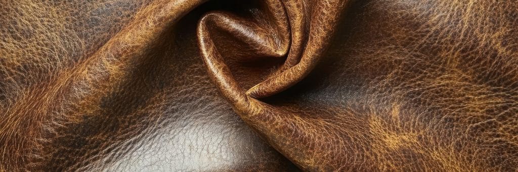 Detail picture of brown Argentine leather of good quality.