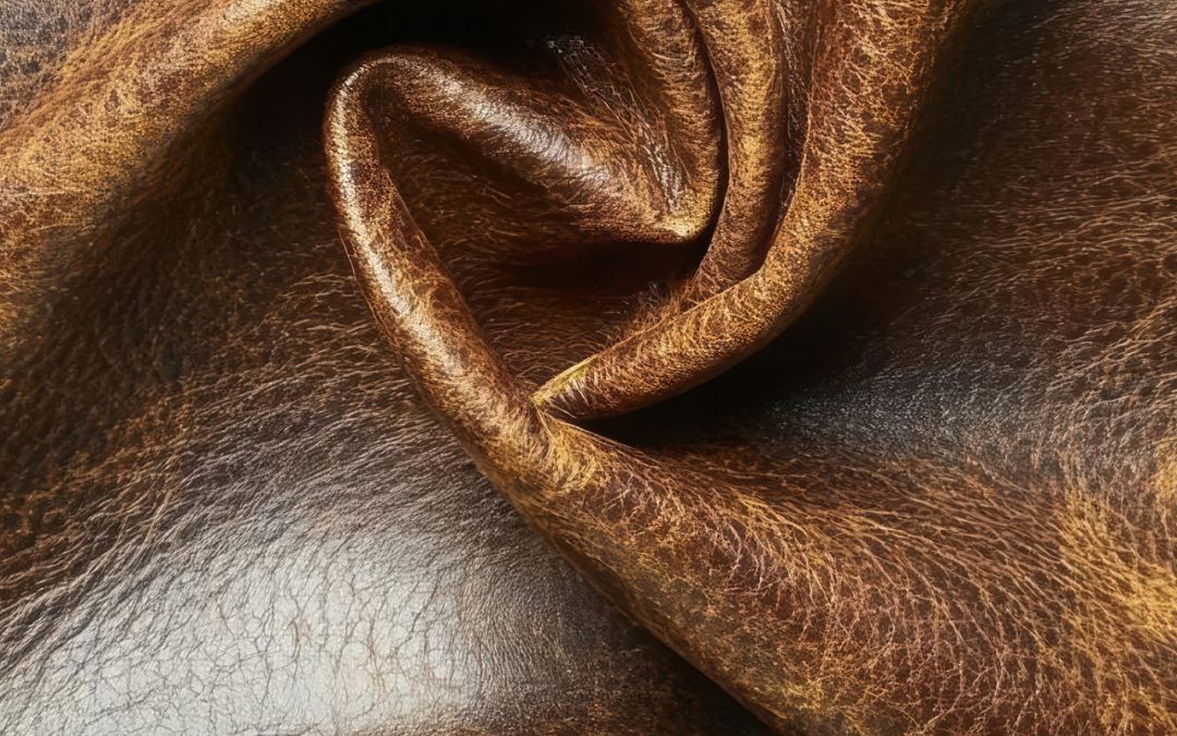 Detail picture of brown Argentine leather of good quality.