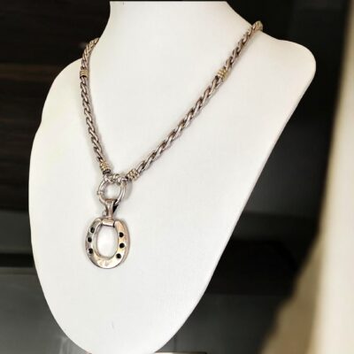 Solid .925 Sterling Silver Horseshoe Pendant | Artisan Crafted 3-Dimensional Design and is Reversable