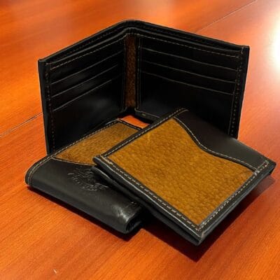 Carpincho bifold wallets with cowhide leather trim (interior, front and back)