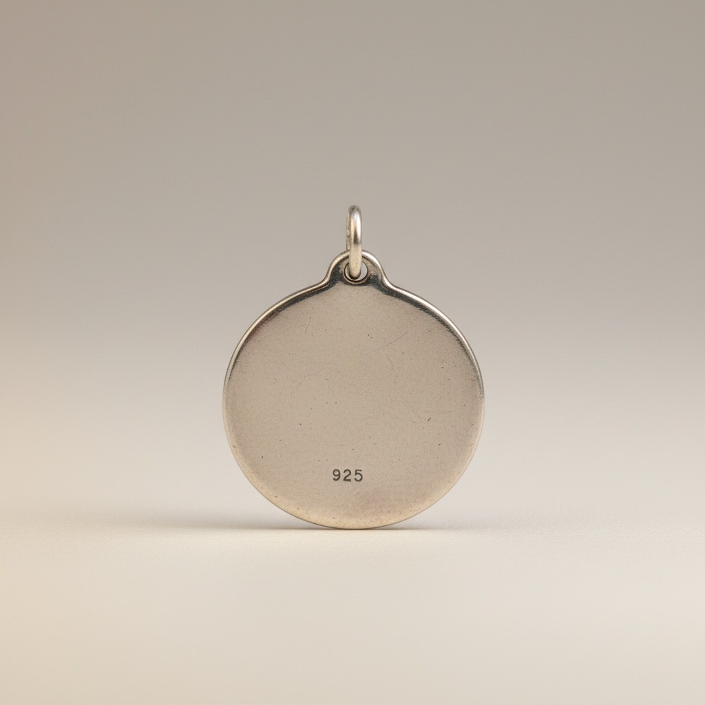 Holy Spirit medal back with 925 silver hallmark