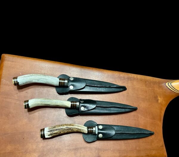 12CM OR 14CM STAG HORN FIXED BLADE, FULL TANG, STAINLESS STEEL GAUCHO KNIFE - BRASS ACCENTS, HANDMADE IN ARGENTINA - Image 4