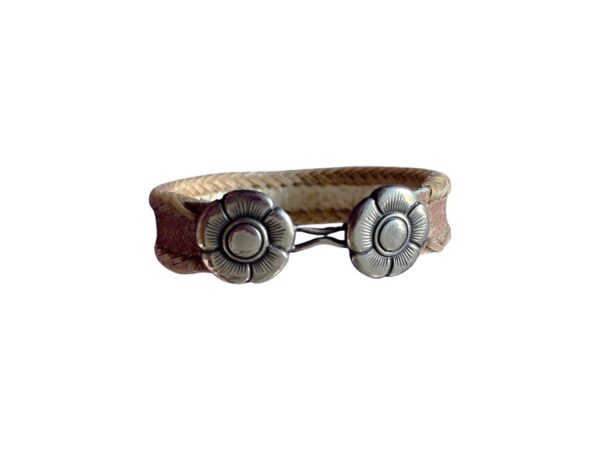 Flower Motif,  Handmade Rawhide Bracelet - Image 3
