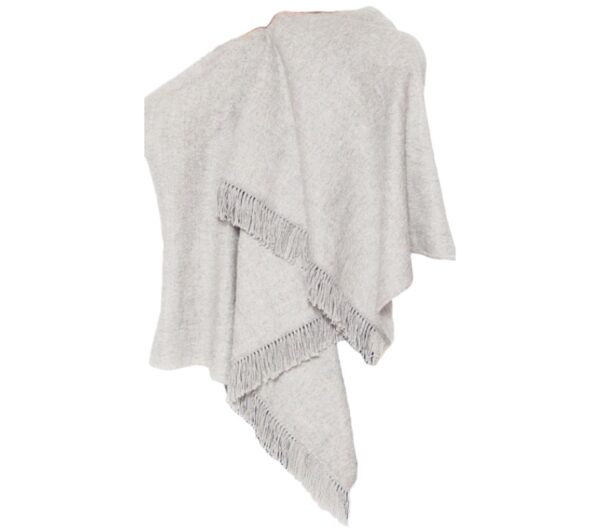 Alpaca Fiber Shawl Styled Wrap - Handmade in Argentina - Super Soft, Warm, Hypoallergenic & Stylish - Choice of Red or Soft Gray - AA/5359-G
