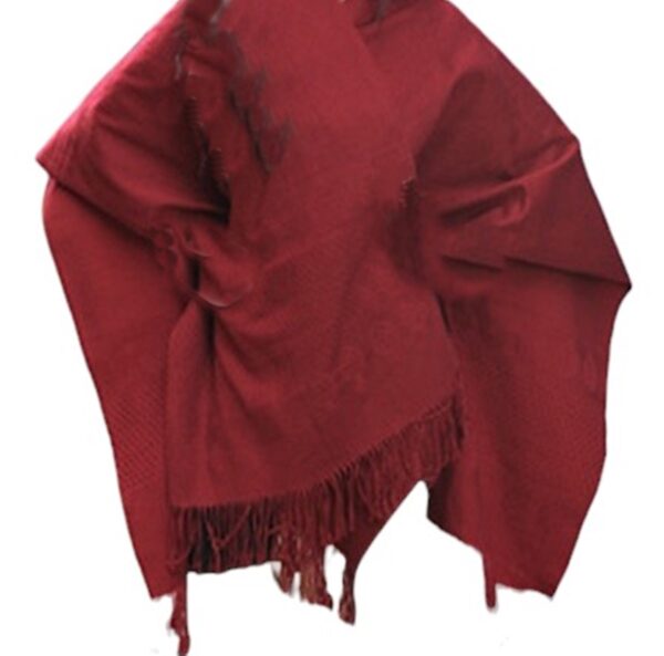 100% GENUINE ALPACA RUANA CAPE SHAWL / RICH RED WINE FIBERS - AM-ALRBB103/3499