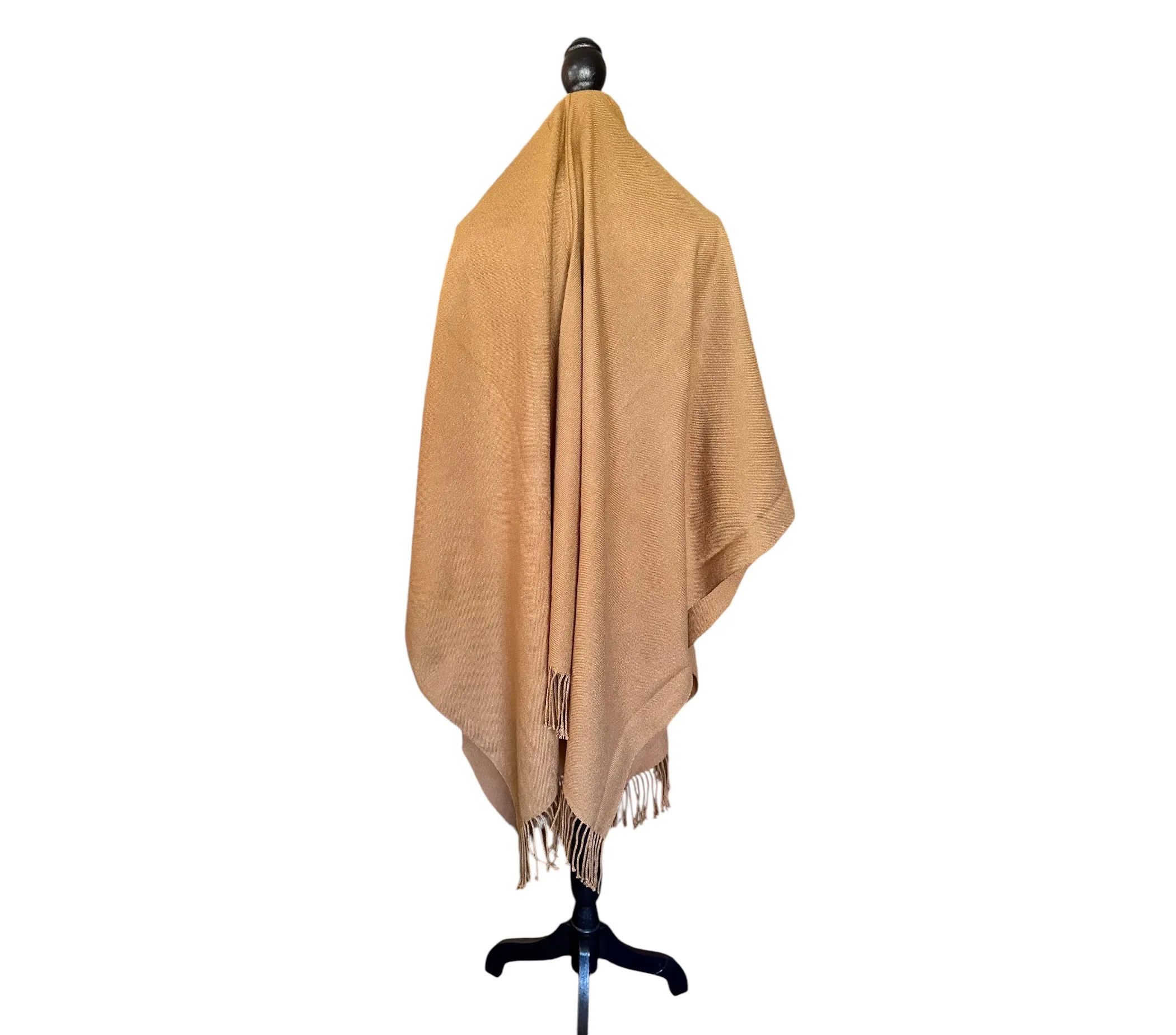 RICH CARMEL ALPACA RUANA - 100% HANDMADE, AUTHENTIC - LIGHT WEIGHT, WARM, CASUAL AND RICH LOOKING - AMARA-L005/1799 - Image 3