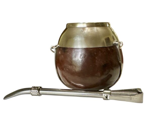 Argentine Mate with Silver Horse Head Medallion, For Drinking Yerba Mate - Heritage in Your Hands! - Image 3
