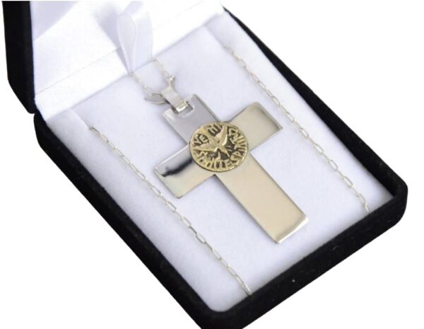Sophisticated .925 Sterling Silver Pendant with 18kt Gold Holy Spirit Medallion - AU-CrHS/35 - Image 2