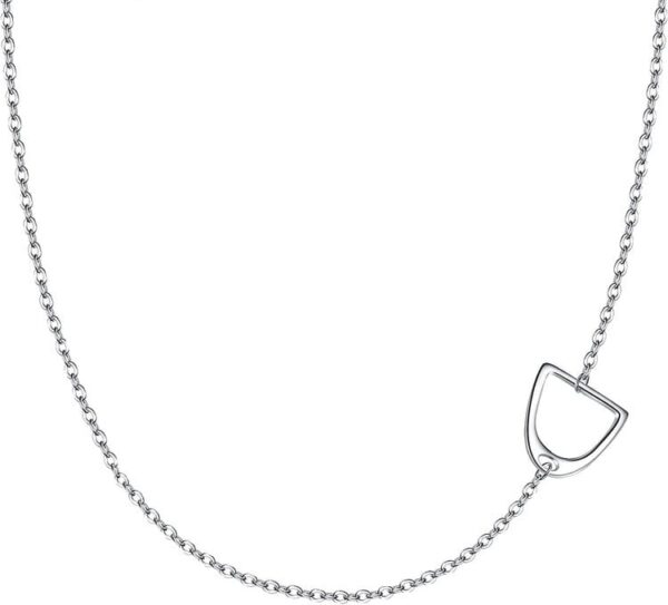 HORSE JEWELRY - .925 SOLID STERLING SILVER ENGLISH RIDING STIRRUP NECKLACE - ADJUSTABLE SIZE REAR CLASP - AZ-1799 - Image 2