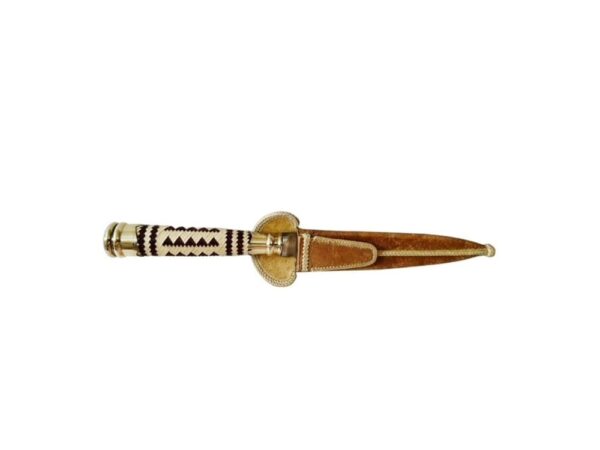 HAND BRAIDED FIXED BLADE GAUCHO KNIFE WITH ALPACA ACCENTS & RAWHIDE TOP STITCHED SCARAB - CUCA200/3303 - Image 2