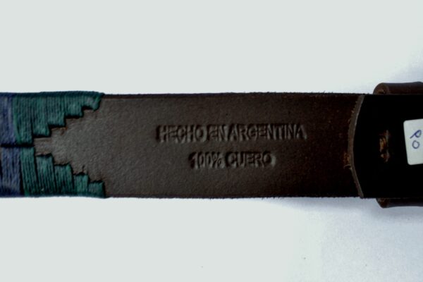 Handcrafted Brown Leather Polo Belt with Rhombus Embroidery - Durable & Stylish - Image 3