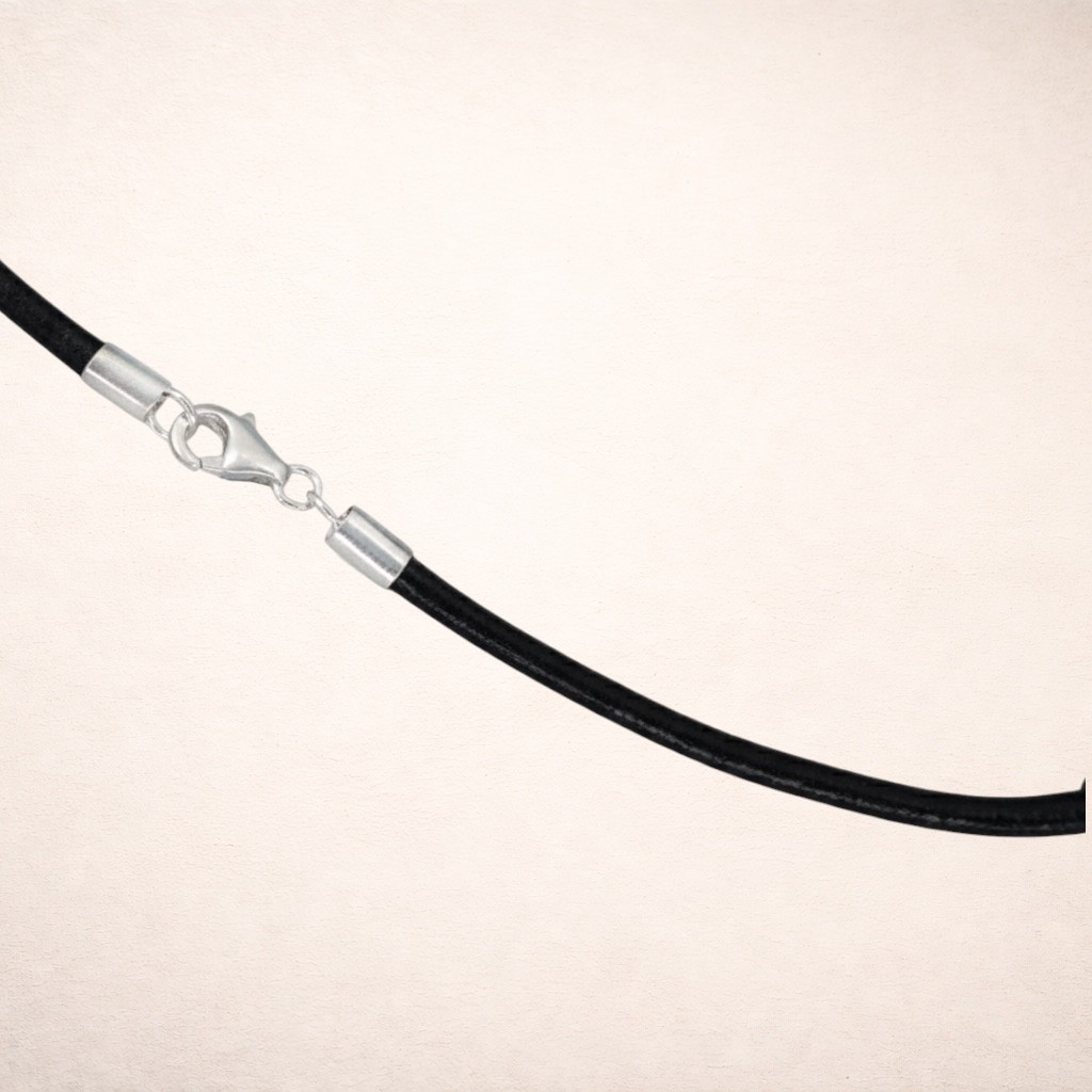 Black leather choker with sterling silver clasp