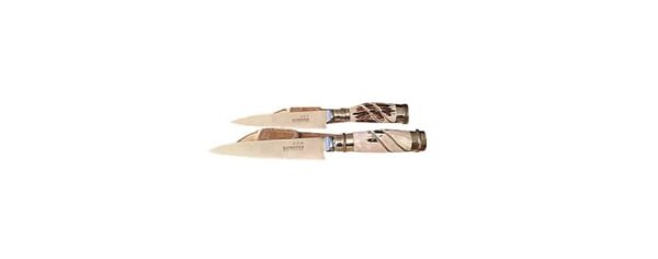 SCULPTED HEAVY HANDLED, STAGHORN, GAUCHO KNIFE WITH A DECORTIVE ALPACA SILVER INLAID - CUCA/MOD-840/23