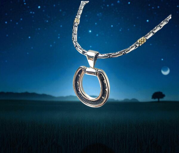 Solid .925 Sterling Silver Horseshoe Pendant | Artisan Crafted 3-Dimensional Design and is Reversable - Image 3