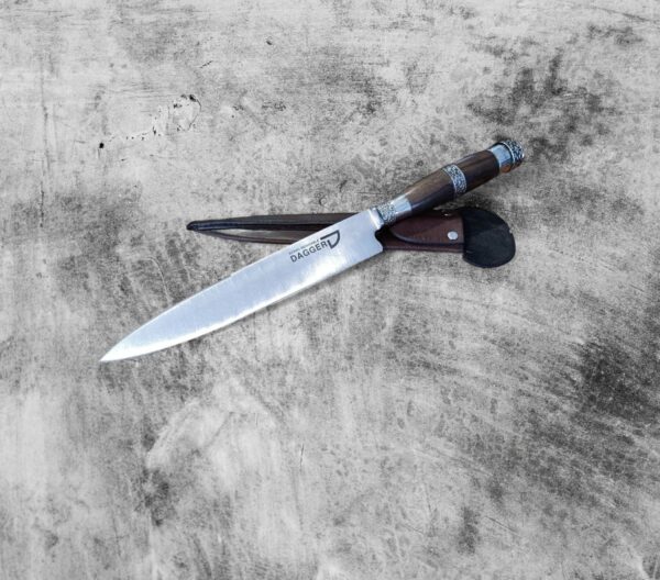 STAINLESS STEEL GAUCHO KNIFE, CUCHILLO WITH CHISELED HARDWOOD & BRASS HANDLE - CACU-478/2082 - Image 2