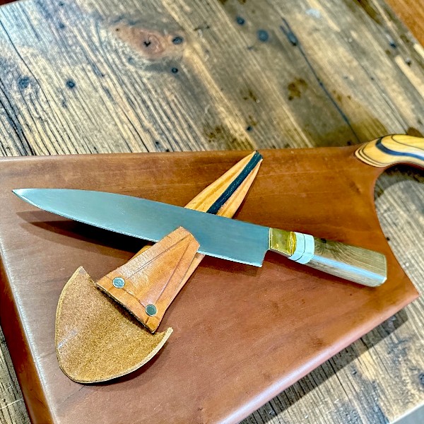 walnut wood and bone asado knife