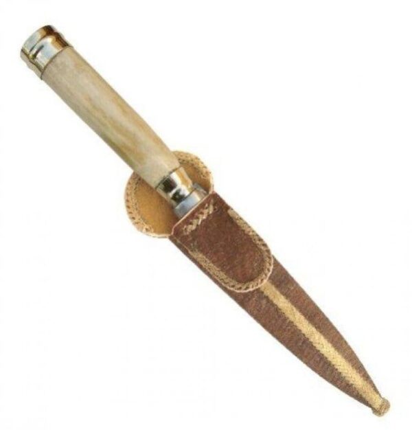 AUTHENTIC BONE HANDLE GAUCHO KNIFE WITH FULL TANG, FIXED STAINLESS STEEL BLADE & ALPACA SILVER ACCENTS - CUCA126/2350-14