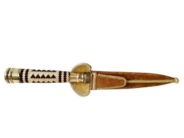 HAND BRAIDED FIXED BLADE GAUCHO KNIFE WITH ALPACA ACCENTS & RAWHIDE TOP STITCHED SCARAB - CUCA200/3303 - Image 4