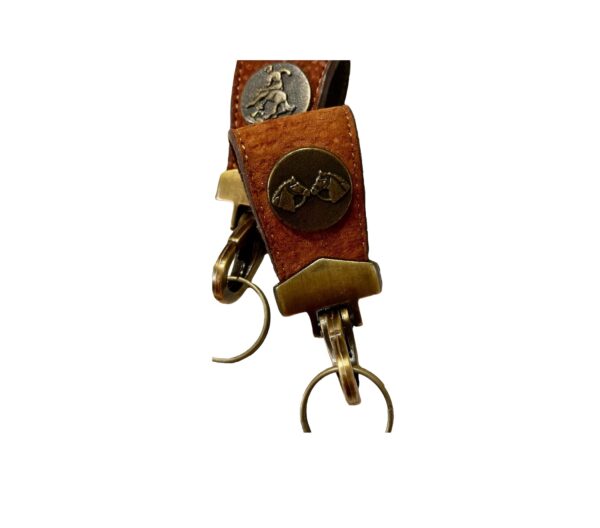 Carpincho / Capybara Hide and Brass Accented Belt Clip, Swivel Key Ring - PL-LLA16/9-C - Image 3