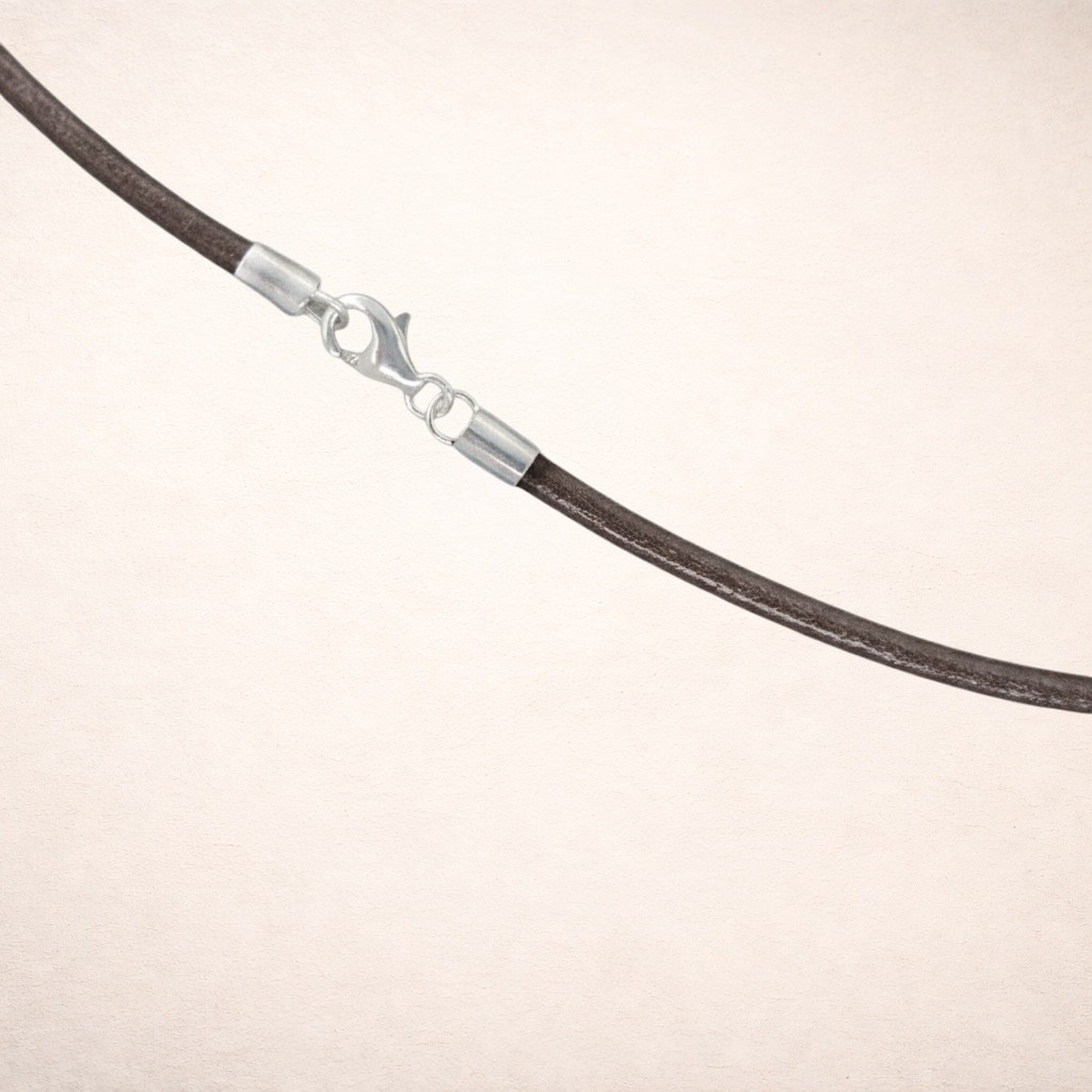 Chocolate brown leather choker with sterling silver clasp