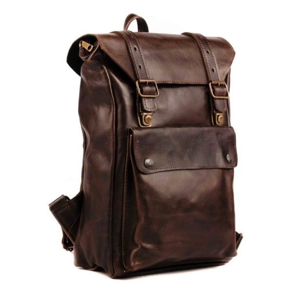 HANDMADE, 100% ARGENTINIAN LEATHER, UNISEX BACKPACK - SLIM, TAPERED DESIGN, ROOMY - RGC-AMSTERDAM/6938-BL