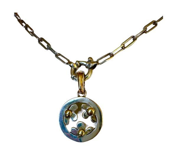 Unique and Incredibly Beautiful Floral Design Pendant - Handmade of Sterling Silver and 18kt Gold - MJ-D86/650 - Image 8