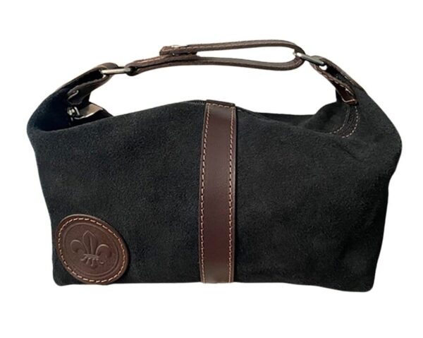 BLACK OR BROWN HANDMADE SUEDE ARGENTINE LEATHER MEN'S TOILETRY CASE / 'DOB-KIT' - EA-ACC007/1739-S