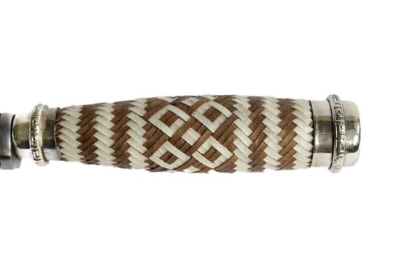 HANDMADE, HAND BRAIDED RAWHIDE LEATHER - 14CM FIXED BLADE, GAUCHO KNIFE WITH ALPACA SILVER ACCENTS - ET-ET/35-BWN - Image 2
