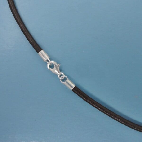 100% GENUINE ARGENTINIAN LEATHER CHOKER WITH STERLING SILVER CLASP - RICH DARK BROWN OR BLACK LEATHER COLOR CHOICE! - EB-692 - Image 2