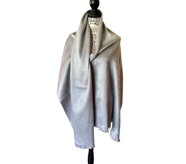 Genuine Alpaca Shawl / Wrap in Shimmery Silver - Super Warm, Lightweight, Super Soft - Image 5