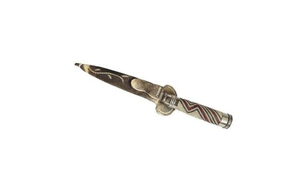 HAND BRAIDED & KNOTTED ARGENTINE GAUCHO KNIFE WITH HAND STITCHED EMBROIDERED RAWHIDE SCARAB - EA-CI 6114/1712-R