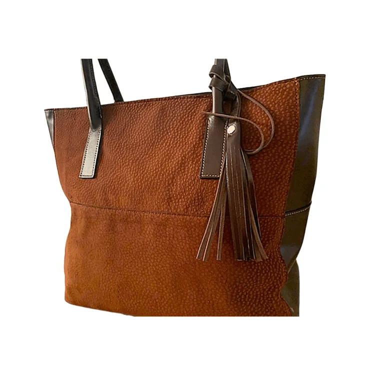 HANDMADE, EXTRA-LARGE CAPYBARA / CARPINCHO TOTE BAG WITH ARGENTINIAN COWHIDE TRIM - Image 6