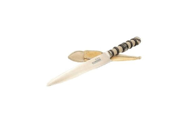 HAND BRAIDED RAWHIDE TIENTOS HANDLE - FIXED BLADE GAUCHO KNIFE - PL-CUCH22/45-DB
