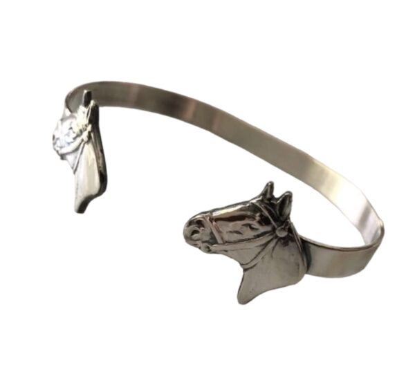 Rigid Style 'Cuff' Horse Head Bracelet - Handmade of Alpaca Silver and Sterling Silver - Fits Small or Medium Women's Wrist - Image 5