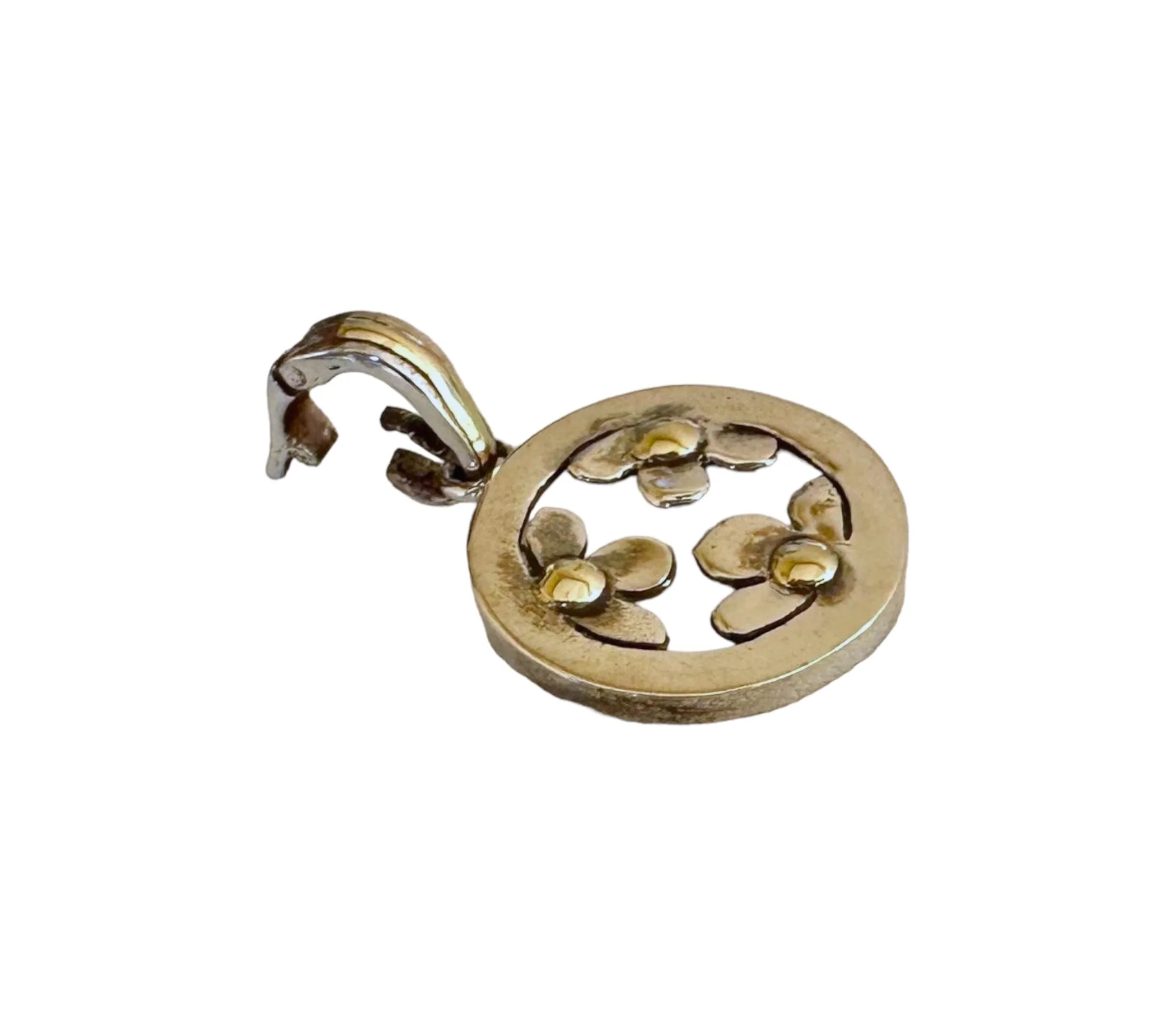 Handmade Sterling Silver and 18kt Gold Flower Pendant - Image 4