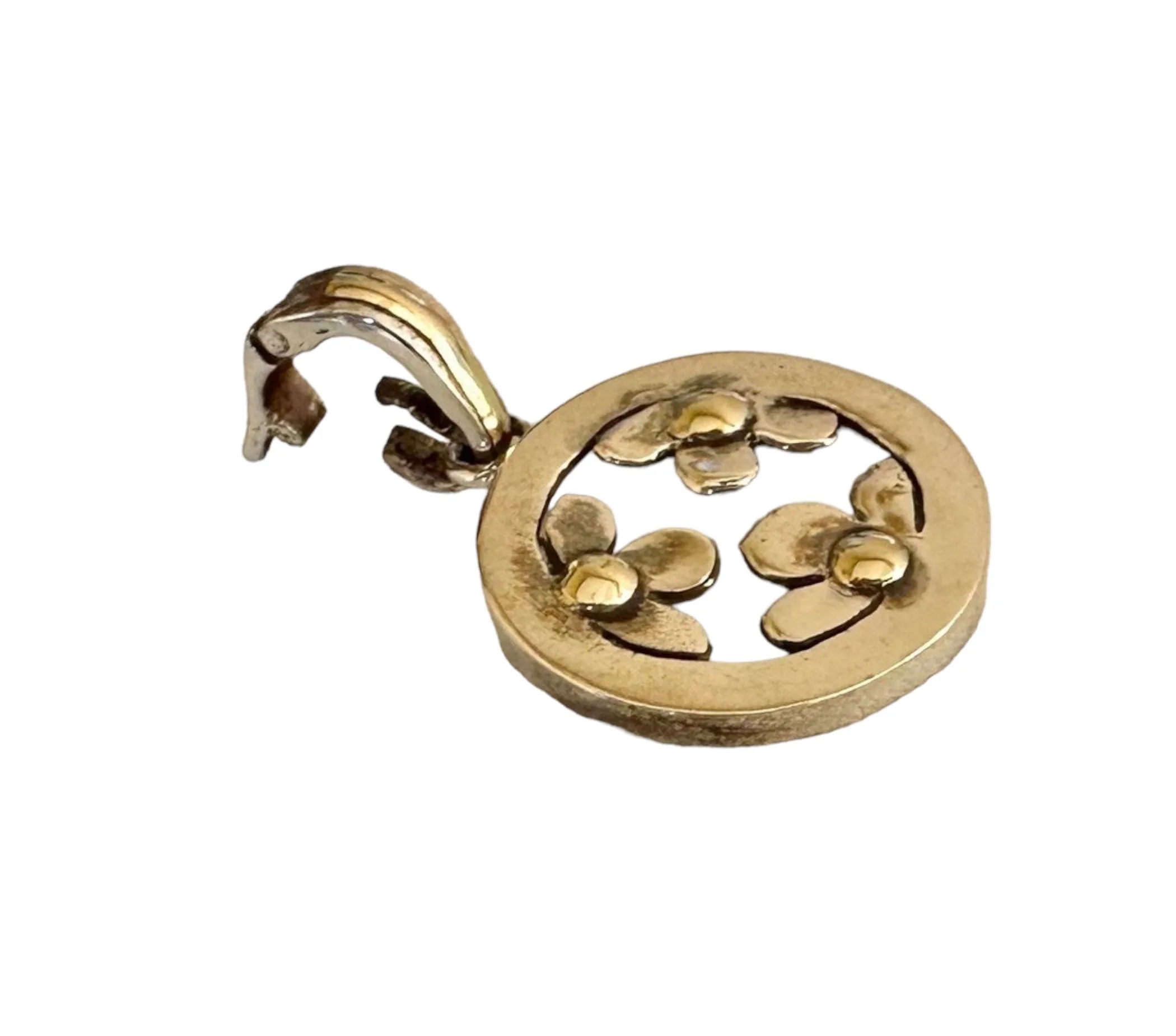 Handmade Sterling Silver and 18kt Gold Flower Pendant - Image 5