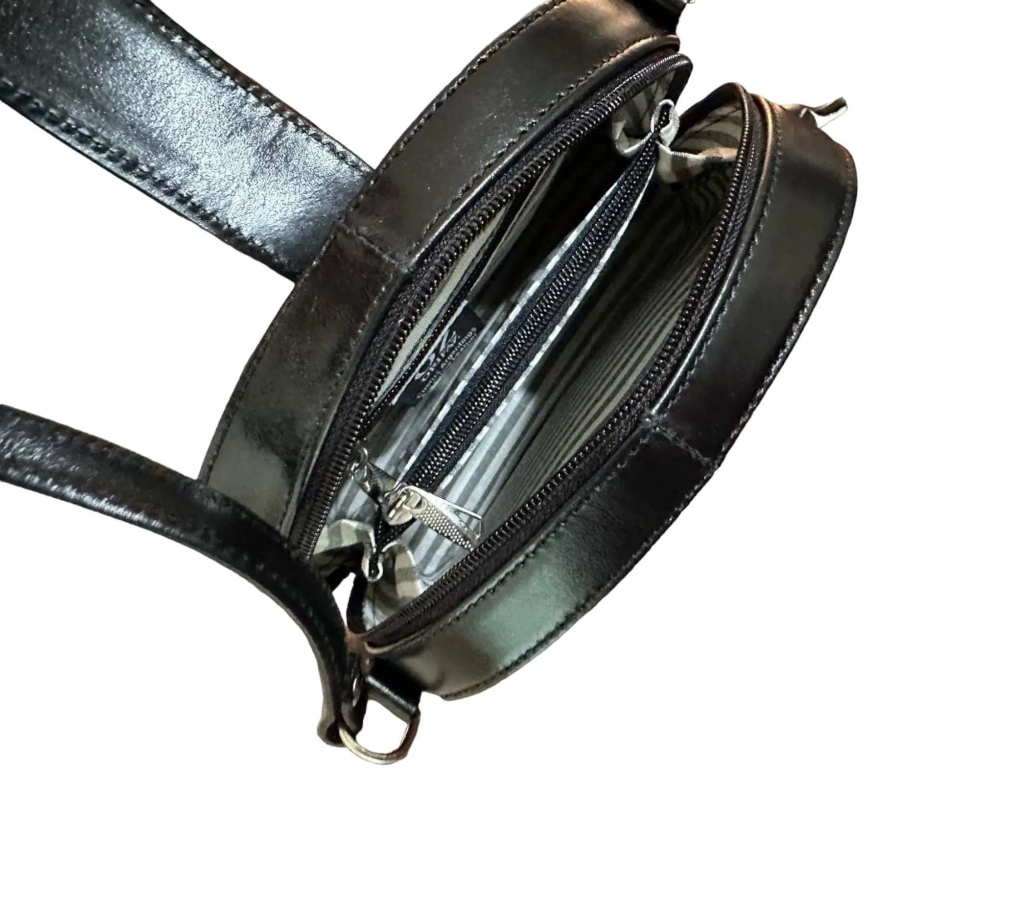 Handmade Argentinian Bicolored, Genuine Leather Crossbody Bag with Adjustable Strap - OZ-27/36 - Image 7