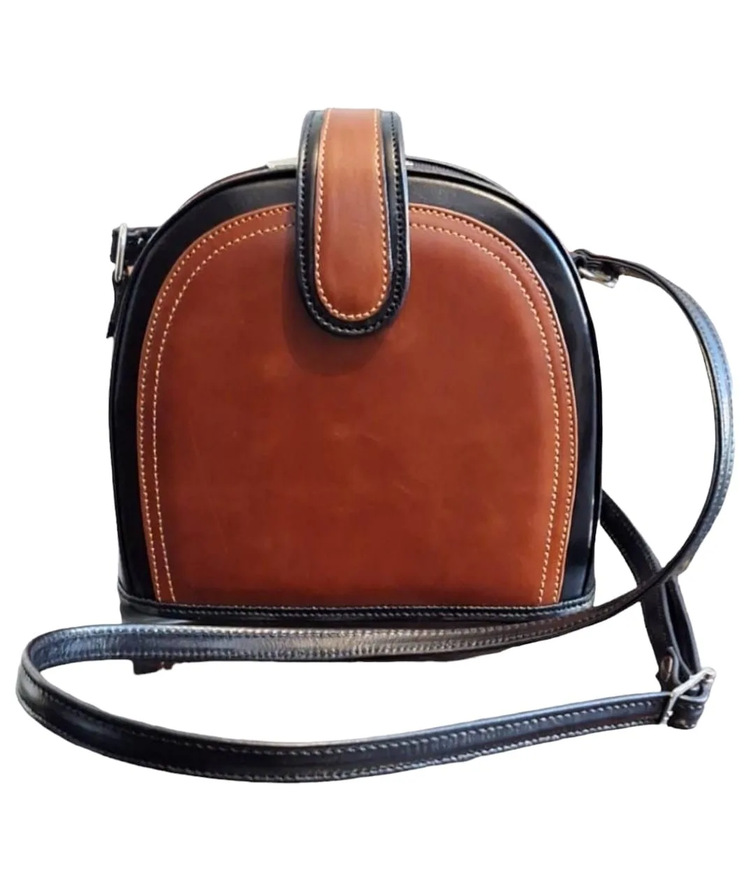 Handmade Argentinian Bicolored, Genuine Leather Crossbody Bag with Adjustable Strap - OZ-27/36