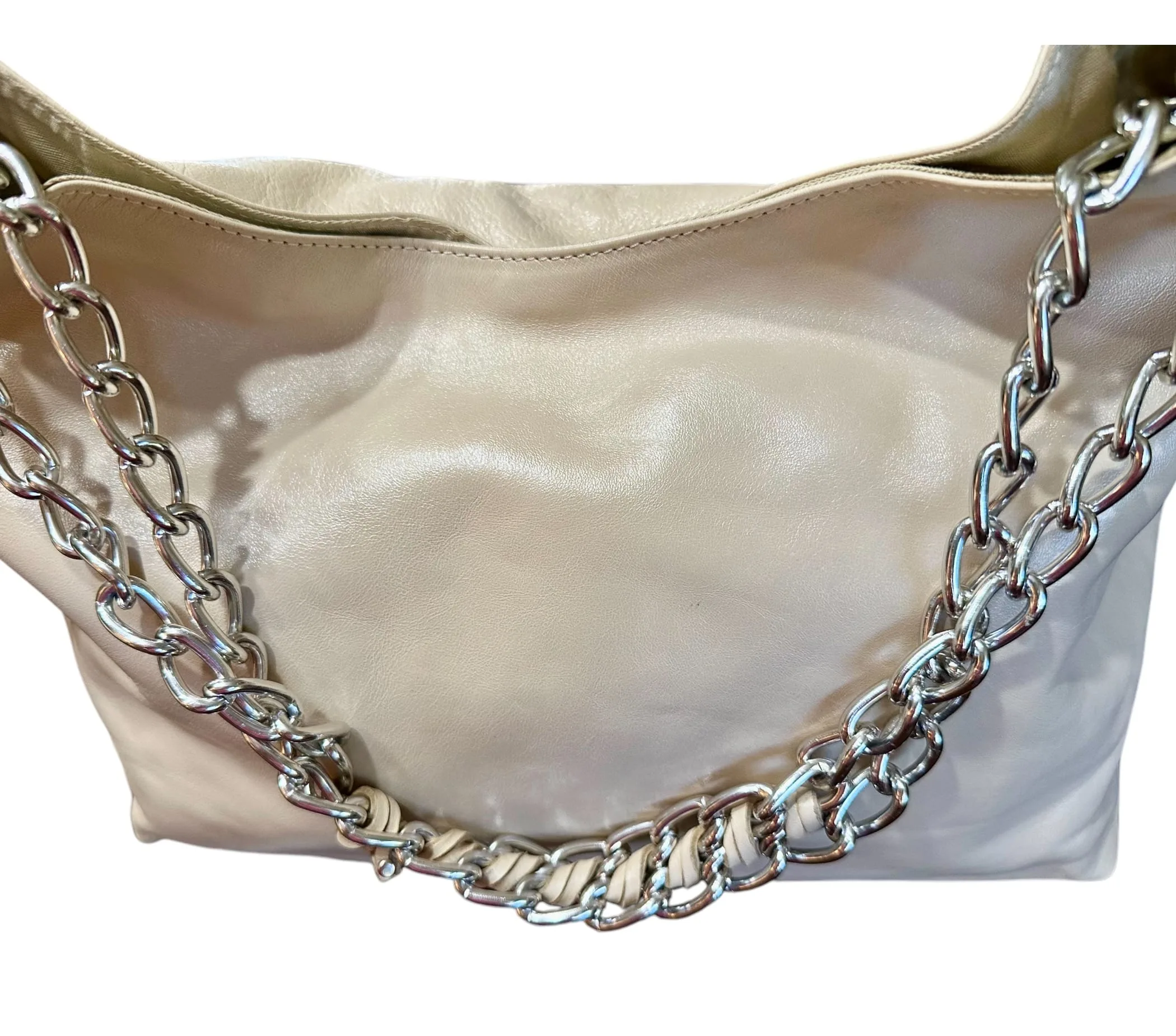 Prune Champagne Leather Chain Shoulder Bag - PM/3314 - Image 5
