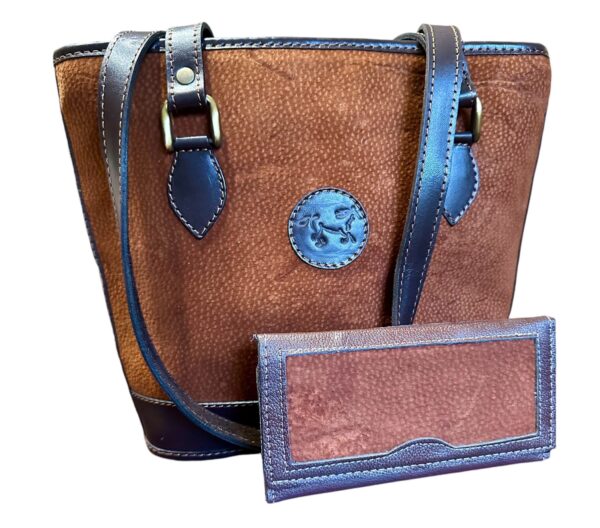 Capybara / Carpincho Leather Premium Wallet and Bucket Bag Set