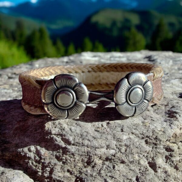 Flower Motif,  Handmade Rawhide Bracelet