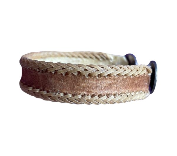 Handmade, Unisex Rawhide Leather Bracelet with Alpaca Silver Guarda Pampa, Rhombus Cross Design - Image 4