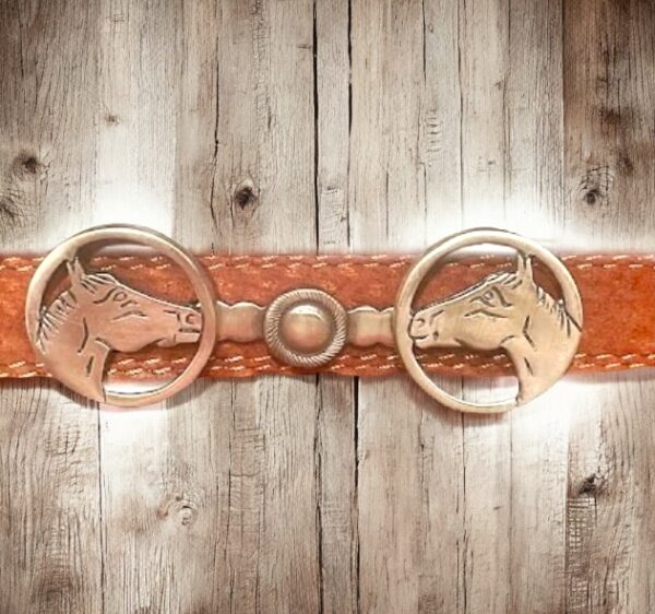 Handmade Alpaca Silver Double Horse Head Belt Buckle | Equestrian Elegance
