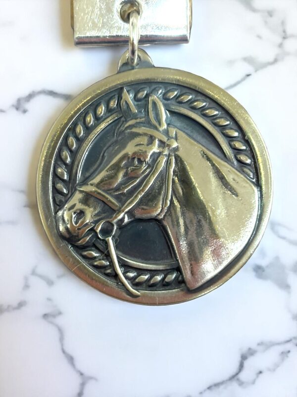 Alpaca Silver Horsehead Keychain / Key Ring with Genuine Rawhide Leather - Image 4